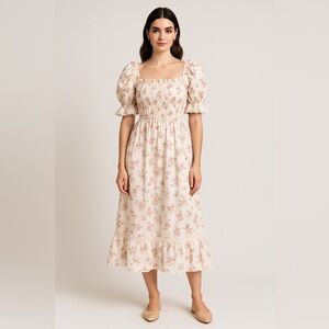 Lug Von Siga Elisa Floral Print Cotton Cottagecore Maxi Dress size 40 (8-10)